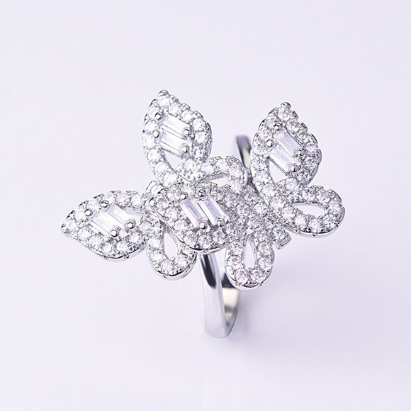 *NEW 925 Silver Diamond Double Butterfly Ring - Picture 12 of 14